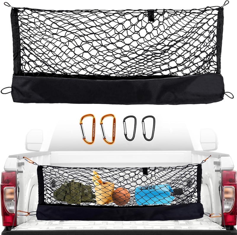 Yinnianets Highly Elastic Truck Bed Cargo Net Compatible with 2017-2025 Nissan Titan,Envelope Style Truck Cargo Net for Titan Accessories, Upgraded Storage Bag & Heavy Duty Carabiners - Image 2